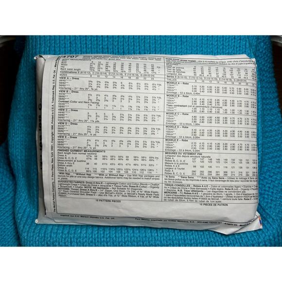 McCalls pattern 4707 Dress fit and flare sailor collar 1980s size 12 14 16 - Picture 3 of 5